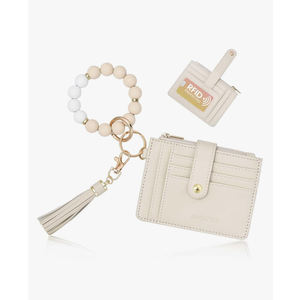 BAOSIWA Silicone Bracelet Keychain Wallet for Women Wristlet Card Holder Slim RFID Wallet with Zipper Pocket