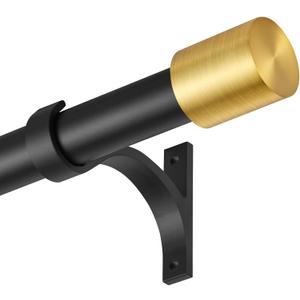 Drapery Window Curtain Rods 72 to 144 Inch, Modern Window Curtain Rod with Brushed Gold End Cap Finials,1" Window Treatment Curtain Rod for Wall and Ceiling Mount