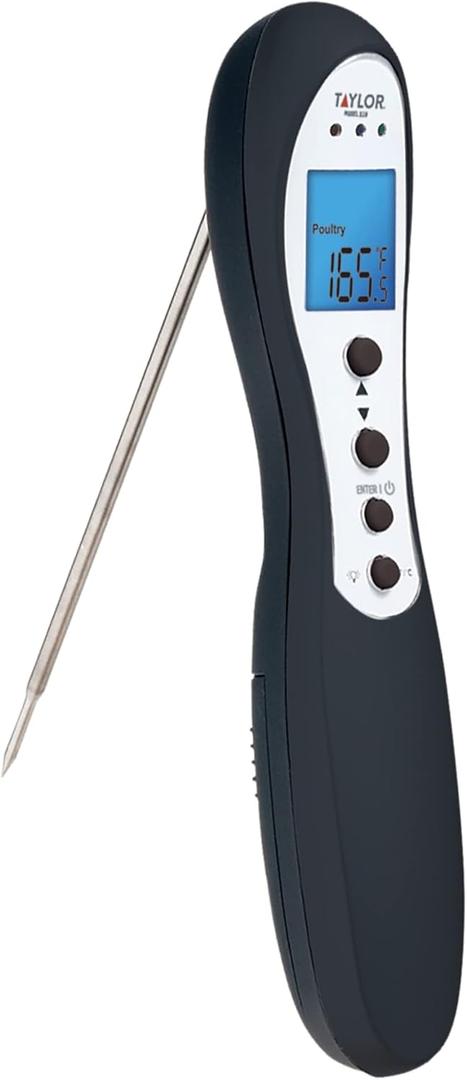 Taylor Instant Read Digital Meat Food Grill BBQ Cooking Kitchen Thermometer with Preset Settings and Light Alert