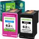 GREENBOX Remanufactured Ink Cartridge 62 Replacement for HP 62XL 62 XL for HP Envy 7640 5660 5540 5640 5642 7645 5549 Officejet 5740 5741 8040 OfficeJet 200 250 Mobile Printer (1 Black 1 Tri-Color)