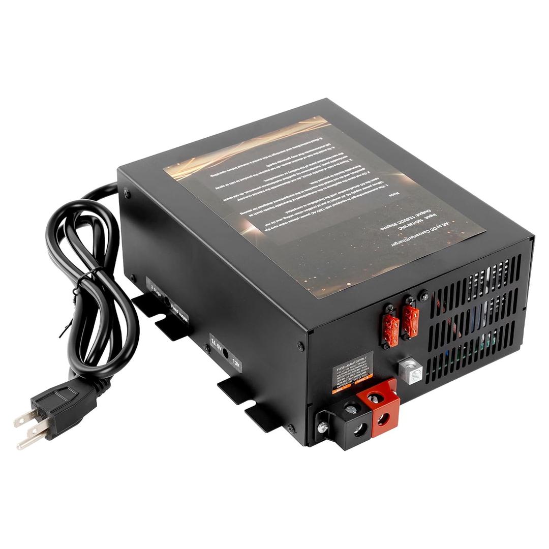 PM3-55 RV Power Converter 55 Amp, 110V to 12V DC Converter with Built-in 3-Stage Smart Battery Charger, Lithium Compatible, Adjustable 13–16.5V Output