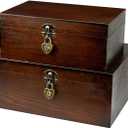 Wood Keepsake Boxes with Lock and Keys Handcrafted Decorative Wooden Storage Case Cabinet Container Hinged Lid Country Rustic Style Organizer for Trinkets Gift Card Collection Coffee Color 2 Pack