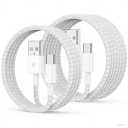 Car Carplay Cable for iPhone 16 15 Pro Max, 2Pack [6FT+10FT] Long USB A to USB C Cable Fast Charging, USBC Charger Cord Braided for iPhone 16/15 Pro Max/Plus, for iPad Pro 12.9/11,/Air 5th/4th/Mini (White)