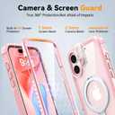 Oterkin Magnetic for iPhone 16 Plus Case Compatible with MagSafe [Foldable Stand][HD Camera Lens Protector][Built-in Touch Sensitive Glass Screen Protector] 15FT Military Full Body Rugged Case (Pink)