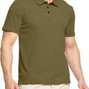 Rdruko Men's Golf Polo Shirt Short Sleeve Moisture Wicking Shirts Collared Outdoor UPF 50+ Pique Jersey Shirts (Green, XXXL)