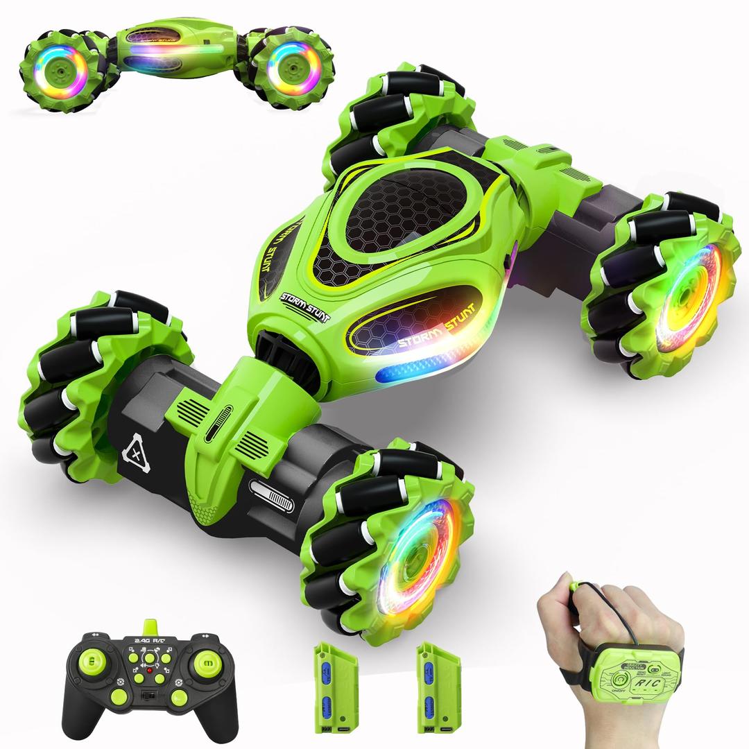 Gesture RC Car, 1:18 4WD Transform Off-Road Stunt Car with Gesture & Remote Control, 360° Flips Drift Vehicle with LED Lights Music, All Terrain Toy Cars Gifts for Boys Girls Age 6-12