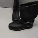 JOUSEN Cowboy Boots for Men Leather Mens Cowboy Boot Motorcycle Western Retro Square Toe Harness Mens Boot (11.5, Amy8426-black)