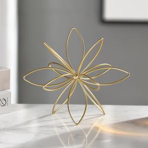 8" Gold Decorative Sphere, Metal Floral Tabletop Sculpture, Abstract Tabletop Decorative Ball for Home Metal Sphere Decor