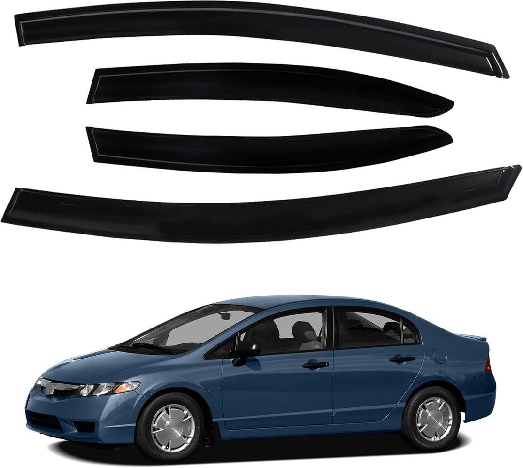 Window Visors Shade Sun Rain Wind Guards Deflectors Cover Acrylic Outside Replacement for Civic Sedan 2006-2011