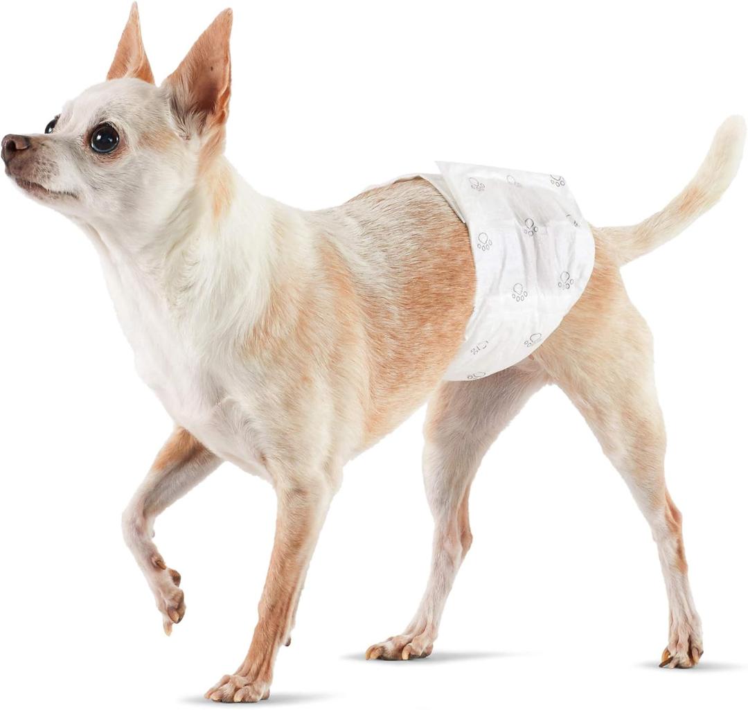 Amazon Basics Male Dog Diapers, 30 Count, X-Small, Ultra Absorbent Disposable Wrap with Secure Fit, Leakproof and Comfortable