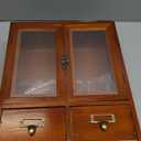 Rustic Vintage Mini Pine Counter Top Cabinet - 12" L x 4.7" W x 14" H with 2 Doors & 2 Drawers, Antique Apothecary Spice Cabinet for Kitchen, Bathroom, Office Organization & Storage(Brown)