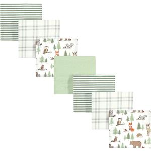 Hudson Baby Unisex Baby Cotton Flannel Receiving Blankets Bundle, Forest Animals, One Size
