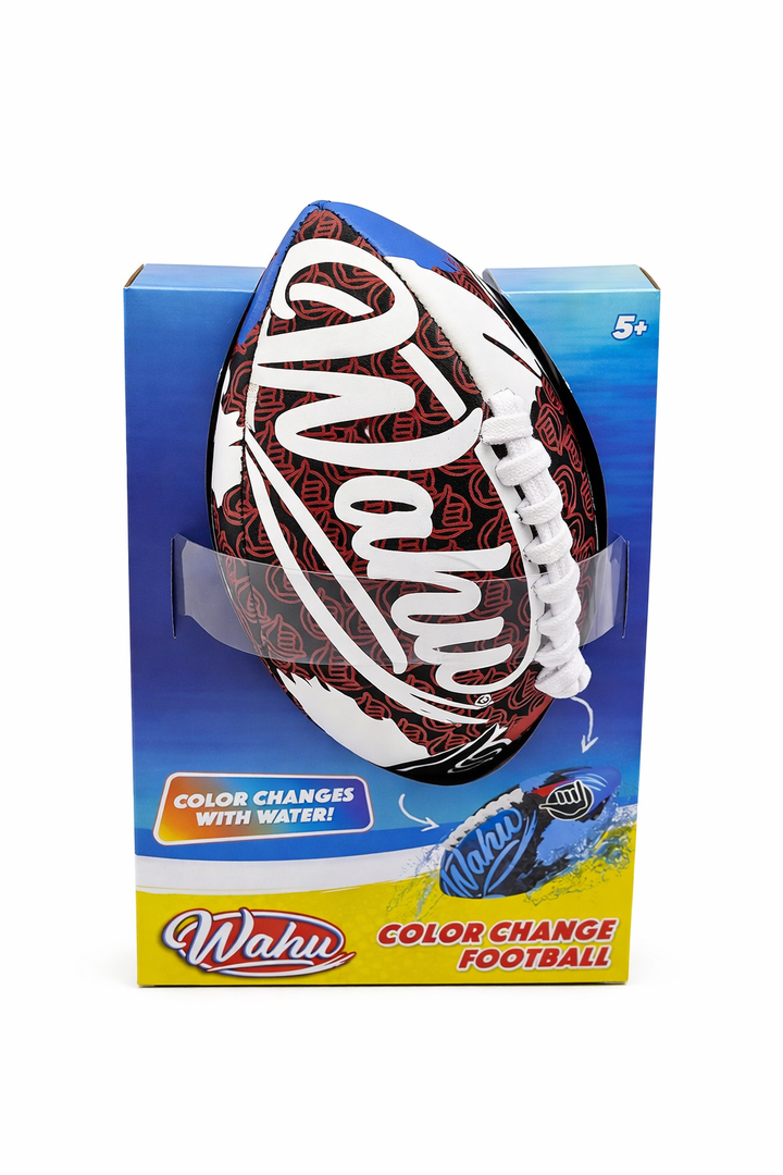 Wahu 100% Waterproof Mini Beach Football with Real Laces for in and Out of Water Play, 6.5" Outdoor Mini Football for Pool and Beach Games, Teal/Yellow