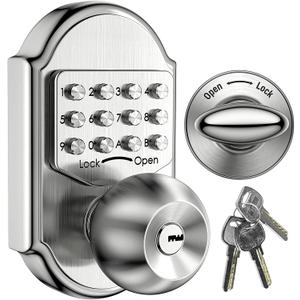 Keyless Entry Door Lock - Door Locks with Keypads, Deadbolt Lock Keypad Door Knob, Stainless Steel (Pass Code or Key) 100% Mechanical, No Electronic Gray
