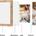 iRahmen 12x12 Picture Frame Set of 4 with Tempered Glass, Rustic Brown Frame Display 10x10 Pictures with Mat or 12 x 12 Without Mat, Wood Square Photo Frames for Desktop Display and Wall Mounting