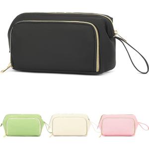 Travel Makeup Bag, Wide-open Cosmetic Bag Make Up Organizer Case with Brushes Pocket for Women, Large Family Toiletry Bag Skincare Pouch for Toiletries Accessories