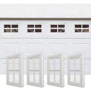 NeatiEase 4 Pcs Garage Door Windows, Replacement Vinyl Windows Inserts Kit with UV Resistant Resin Glass for Exterior Garage Doors (Cross Design)