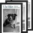 12x18 Frame Set - 3 Pack, Textured Black Wooden Poster Frame with HD Tempered Glass, Room, Office, Gallery, Studio, and Hallway Decor - Wall Hanging