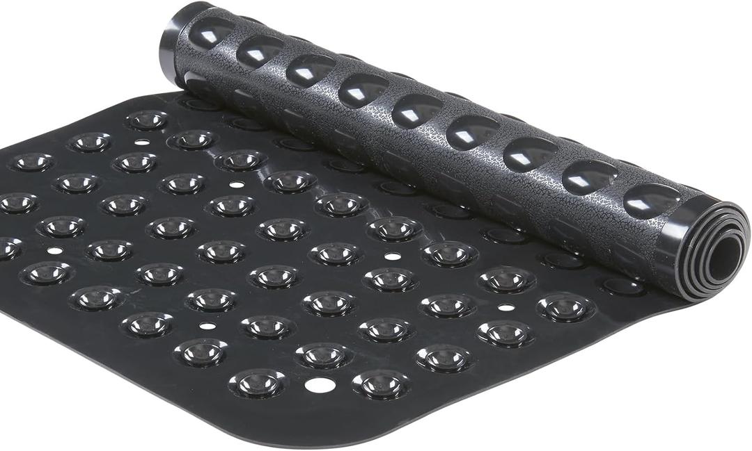 YANZIFLY Bathtub Mat for Shower: Soft Silicone Bath Mat Non Slip with Suction Cups Tub Mat for Bathroom for Family Extra Large Shower matt Machine Washable - Black 40" x 16" (Rectangular)
