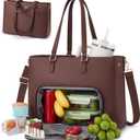 LOVEVOOK Lunch Tote Bag for Women, 3 in 1 Work Bag with Leakproof Cooler Compartment, Laptop Bag with Large Cup Holder for Office, College, Casual, Cinnamon