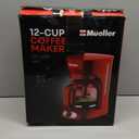 MUELLER HOME 12-Cup Red Coffee Maker - Perfect for Home or Office, Borosilicate Carafe, Auto-Off, Reusable Filter, Anti-Drip, Keep-Warm Function, Clear Water Level Window, Red Kitchen Accessories