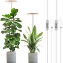 LORDEM Bamboo Grow Light for Indoor Plants, Full Spectrum LED Plant Grow Light, Height Adjustable Growing Lamp with Auto Timer 4H/8H/12H, 4 Dimmable Levels, Ideal for Large Tall Plants, 2 Pack (Bamboo-6.3in)
