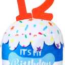 Dog Birthday Cake Toy Accessories for Girl Boy Gifts, Squeaky Plush Toy for Dog Birthday Party Decor Favor for Large, Medium and Small Dogs(12th,Blue)