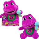 Barneys World Toddler Toys by Fisher-Price, Barney Tall Plush, 10.5 -inch Figure with Sounds, Soft Texture for Play, Kids Ages 2+ Years