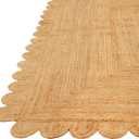 GRUHUM Scalloped Jute Area Rug 5X8ft Natural Handwoven Farmhouse Rug Large