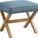 Amazon Basics Small Ottoman Foot Rest, Mid-Century Modern X Square Polyester Foot Stool, Indigo Blue, 20"W x 18"D x 18"H (Previously Rivet Brand)