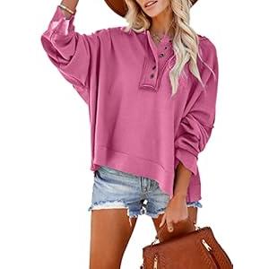 Dokotoo Fall Sweatshirts for Women 2024 Cute Long Sleeve Tops for Women Fashion Winter Hoodies Clothes Hoodies Pink X-Large