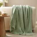 Amlie Home Knit Throw Blanket, Soft Chenille Cozy Breathable Chevron Chunky Decorative Blanket for Couch, Bed & Sofa, French-Inspired Lightweight Warm Gift for Women, Sage Green, 60"x80"