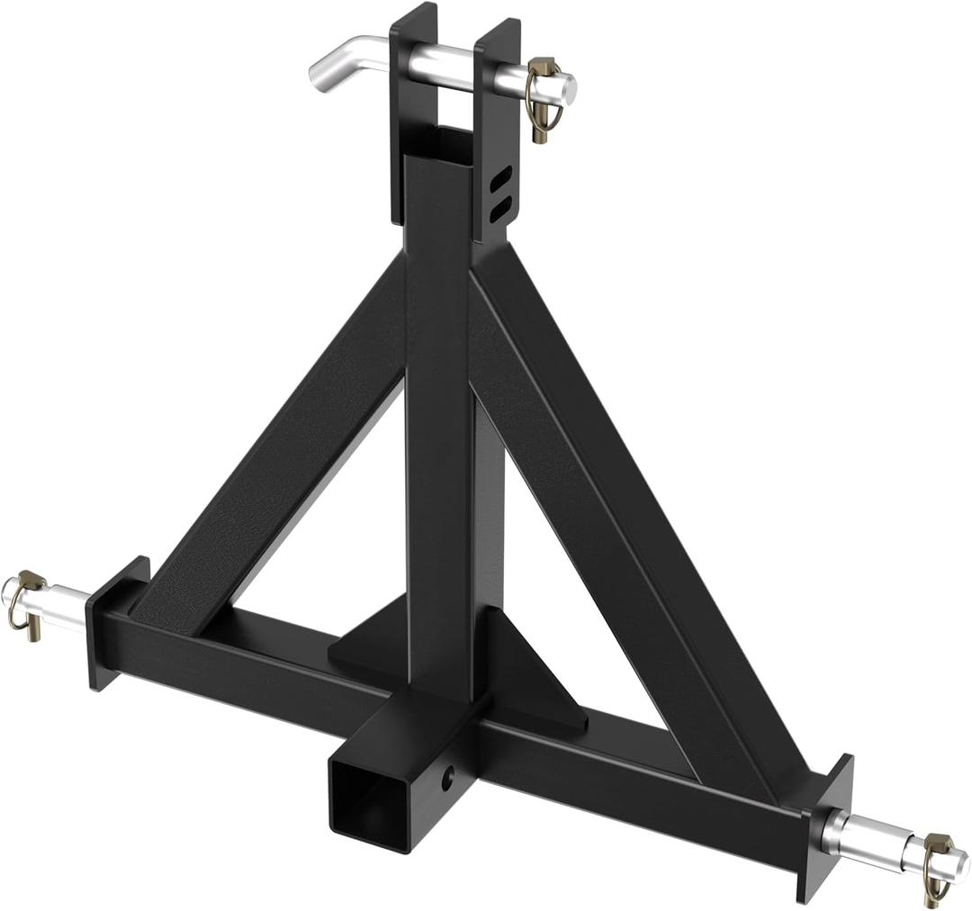 3 Point Hitch Receiver, 3 Point 2" Trailer Hitch Receiver with Pins, Drawbar Adapter Category 1 Tractor Tow Compatible for Kubota, Cat, John Deere, BX, LM25H, WLM Tractor, NorTrac, Yanmar, Kioti, Farm