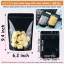 200 Mylar Bags for Food Storage 6X9 Mylar Bags with Window Large Candy Packaging Resealable Bags Black Stand Up Pouches Edible Packaging for Small Business