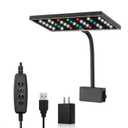 Carefree Fish Aquarium LED Light USB 5V RGBW 5730 Timmer 5~10Gal Fish Tank Clip Light for Rimless Tank 10 Brightness Levels 8W with USB Port (Include Power Adapter)