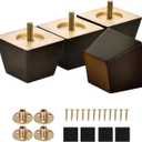 2 Inches Furniture Feet for Couch Sofa Set of 4, Replacement Furniture Legs Square Wood Legs M8 Bolt Predrilled (Espresso)