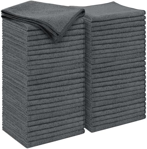 AIDEA Microfiber Cleaning Cloth Grey 50PK, Microfiber Towels for Cars, Premium Car Cloths, Dusting Cloth Lint Free Cleaning Rags for SUVs, House, Kitchen, Window, Workshops,11.5×11.5"