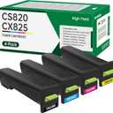 CS820 CX820 CX825 CX860 Toner Cartridges 4-Pack 72K10K0 72K10C0 72K10M0 72K10Y0 Toner Replacement for Lexmark CX820de CX820dt CX825de CX825dte CX825dt CX860de CX860dte CX860dt Printer Ink