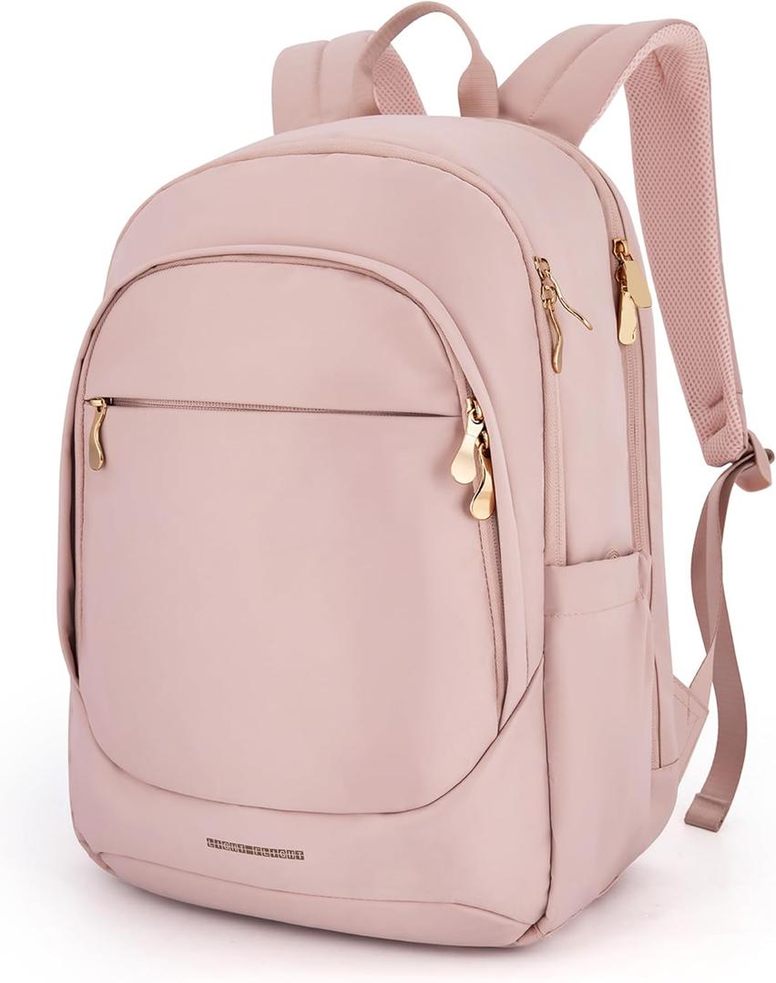 LIGHT FLIGHT Collge Laptop Backpack, 15.6 inch Laptop Travel Backpack for women, College Computer Bookbag Casual Bag for Work Travel College, Gifts for Women, Pink