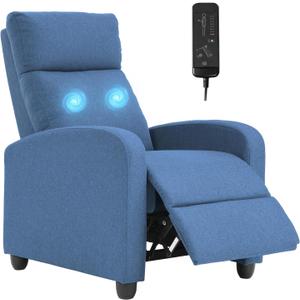 FDW Recliner Chair Massage Chair Reading Chair Reclining Sofa Home Theater Seating with Lumbar Support Massage and Padded Backrest for Living Room and Bedroom (Textile, Blue)
