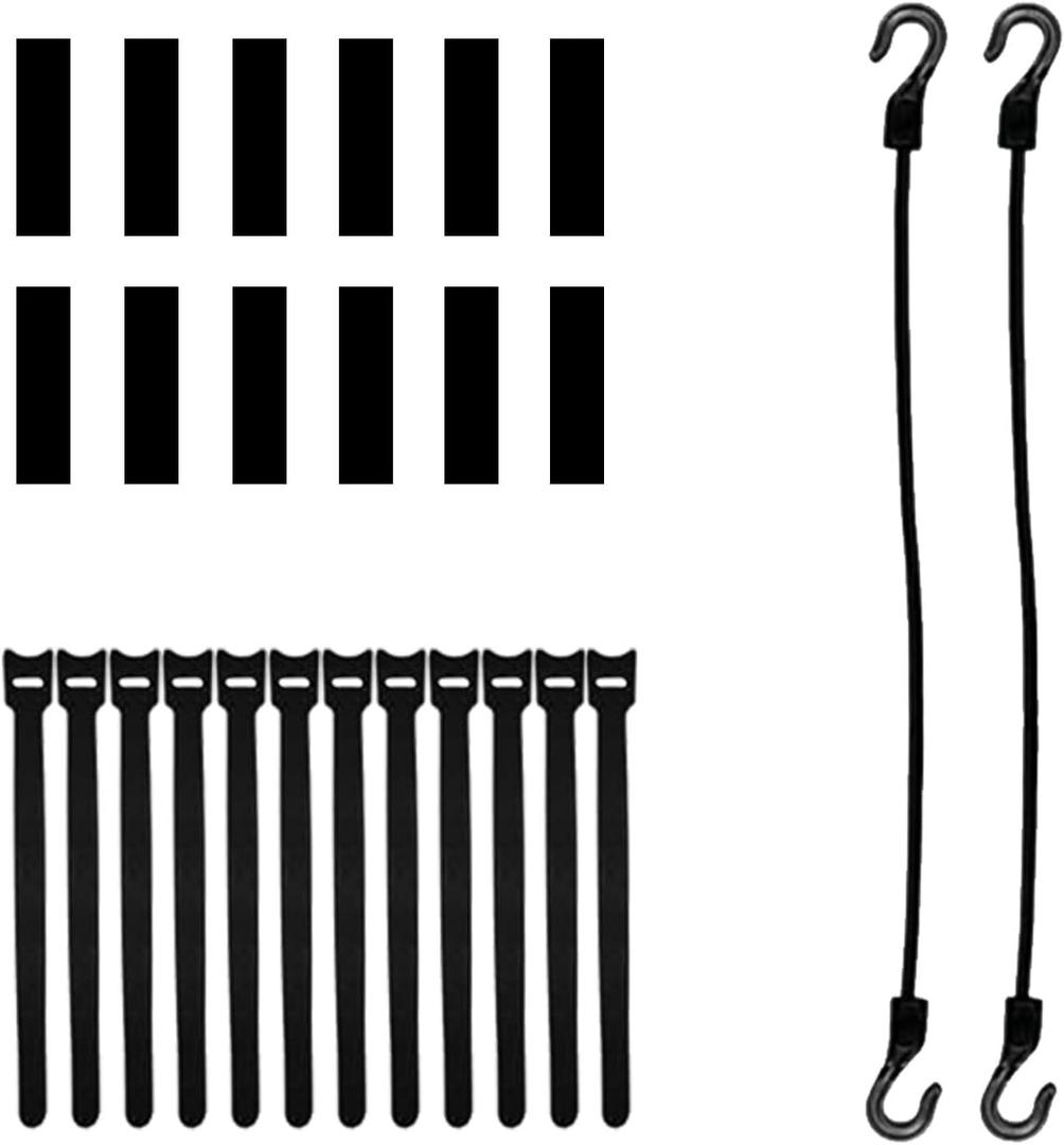 SAFANA 12 Pack Hook and Loop Fasteners for Pool Cover with Pull Rings or Holes On Edge, 2 Pack Elastic Rope Hook for 12FT Framed Prism Pool, Windproof Fixed Accessory, Cable Wires Strap Organize