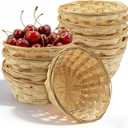 Nexboraque 12 Pack Round Gift Baskets, 7 Inch Bamboo Bread Fruit Basket Small Handwoven Bread Roll Serving Basket Bulk for Kitchen Restaurant Display Decor