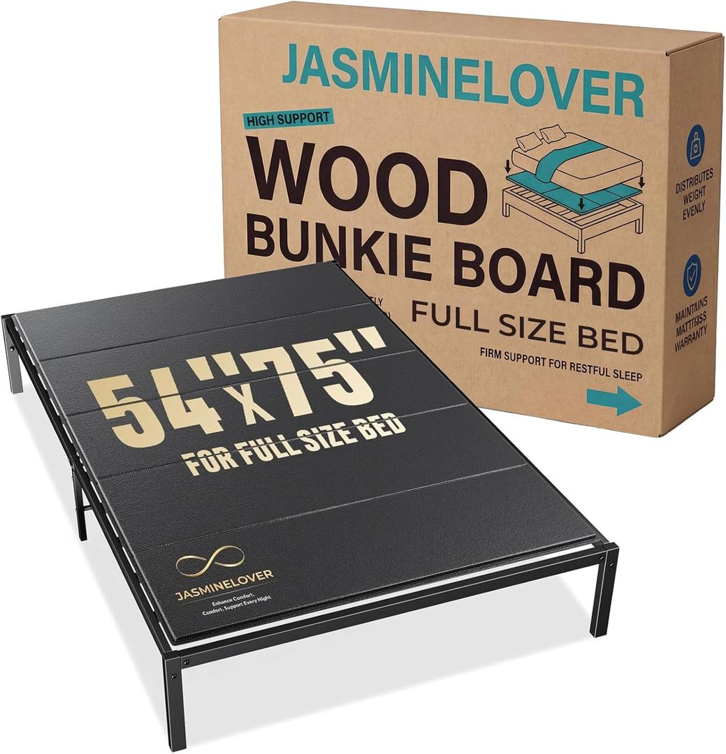 Bunkie Board Full Size 54x75- Heavy Duty Reinforced Wood Bed Boards for Under Mattress, Universal Sleeper Sofa Support Board with Anti-Sag Design for Metal Bed Frame, Platform Beds&Pull Out Couches