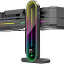 Temperature Displaying GPU Stand ARGB Infinity Graphics Card Support Adjustable 5V 3PIN Video Card Holder Anti-sag Bracket Magnetic Base Display Card Brace Rack PC Graphic Card Accessories (Black)