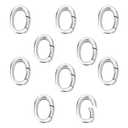 NICENEEDED 10PCS Silver Spring Gate Rings, Oval Spring Clasp Metal Spring Gate Rings, Connector Clasp Necklace Enhancer Shortener Clasp for Bracelet Anklet Jewelry Making