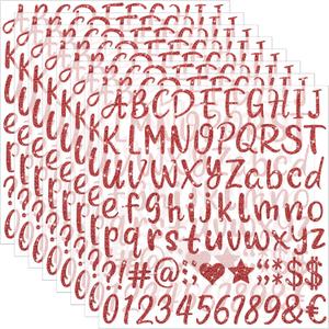 648 PCS Letter Stickers Glitter Alphabet Stickers Self Adhesive Waterproof Vinyl Small ABC Letters for Graduation Cap Water Bottles Cup Mailbox Number Scrapbooking Notebook Sign Crafts Decor(8,Red)