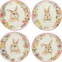 Certified International Easter Garden 8.5" Dessert/Salad Plate, Set of 4 Assorted Designs, Multicolored