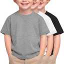 Halfchet 3 Pack Toddler Boys Short Sleeve Shirts Oversized Crew Neck T Shirts Baby Loose Fit Tees Summer Basic Tops 18M-5T