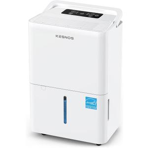 Kesnos 2,500 Sq. Ft. Energy Star 2025 Dehumidifier for Home & Basement, Ideal for Bedroom with Ultra Quiet 36 dB, 0.39-Gallon Water Tank with Drain Hose, 4 Pre-Set Modes, Auto Defrost, Timer