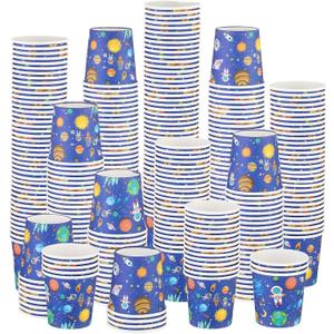 Amyhill 300 Pack 5 oz Cups for Kids Universe Paper Cups Disposable Astronaut Cups Small Bathroom Planet Cups Mini Mouthwash Cup Bulk for Christmas Universe Party Picnic